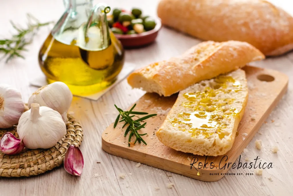 olive oil drizzle on Mediterranean dish