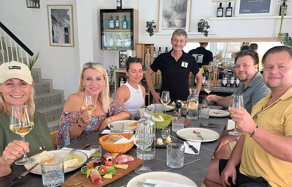 Extra virgin olive oil tasting with local food and wine