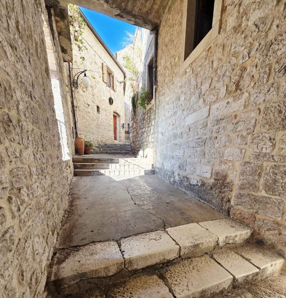 Šibenik old town stone streets and historic architecture
